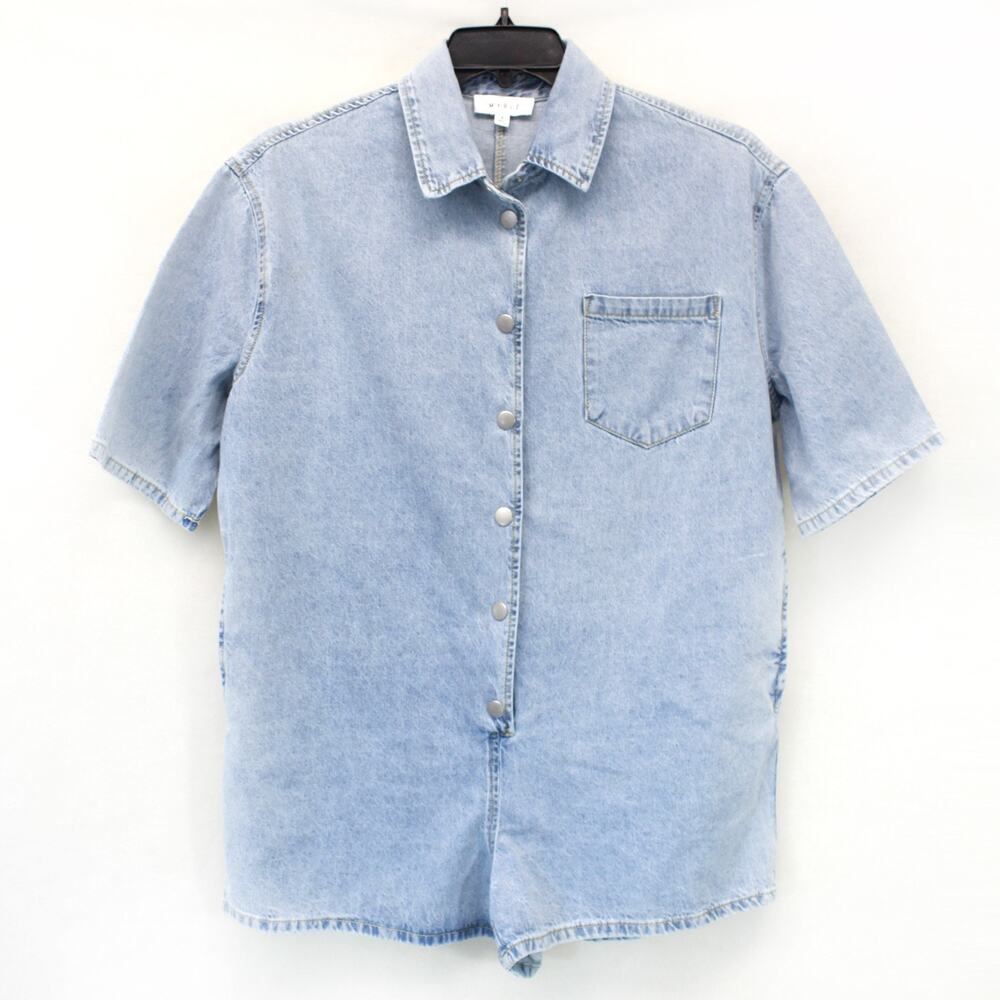 Mable denim one-piece jumpsuit romper micro shorts size Small